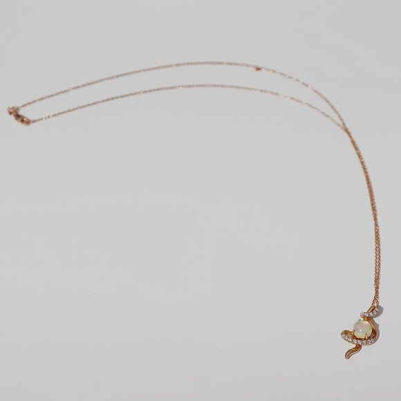 Le Vian 14k Solid Rose Gold Natural Ethiopian Opal & Diamond Pendant - Necklace - Picture 9 of 9
